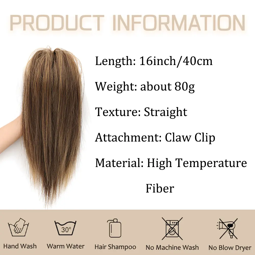 AZQUEEN Synthetic Short Straight Claw Clip Ponytail Hair Extensions Natural Tail False Hair For Women Horse Tail Brown Hairpiece