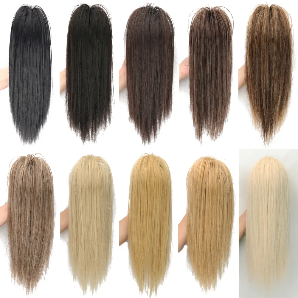 AZQUEEN Synthetic Short Straight Claw Clip Ponytail Hair Extensions Natural Tail False Hair For Women Horse Tail Brown Hairpiece
