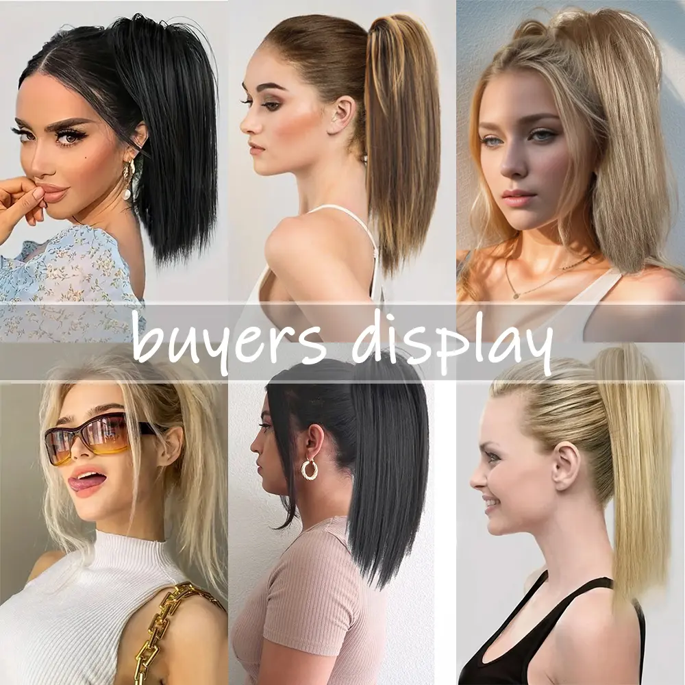 AZQUEEN Synthetic Short Straight Claw Clip Ponytail Hair Extensions Natural Tail False Hair For Women Horse Tail Brown Hairpiece