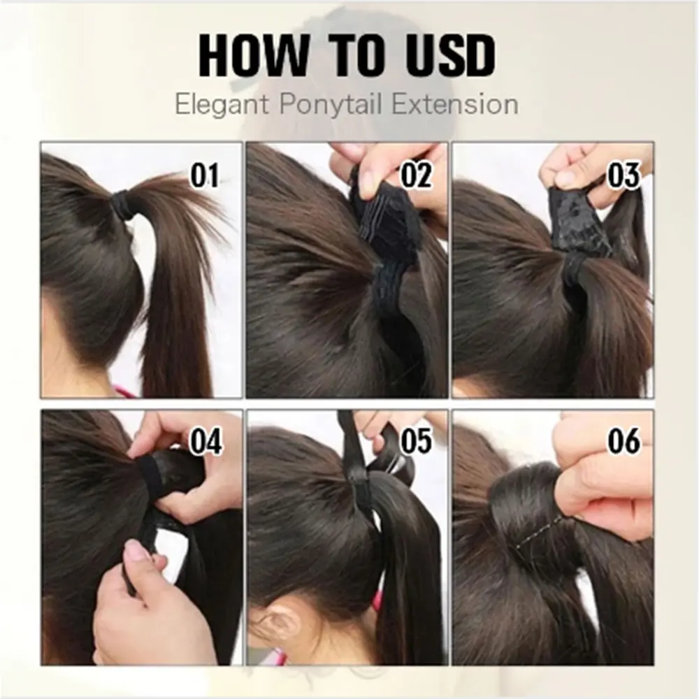 Synthetic Long Straight Wrap Around Clip In Ponytail Hair Extension Heat Resistant Pony Tail Fake Hair