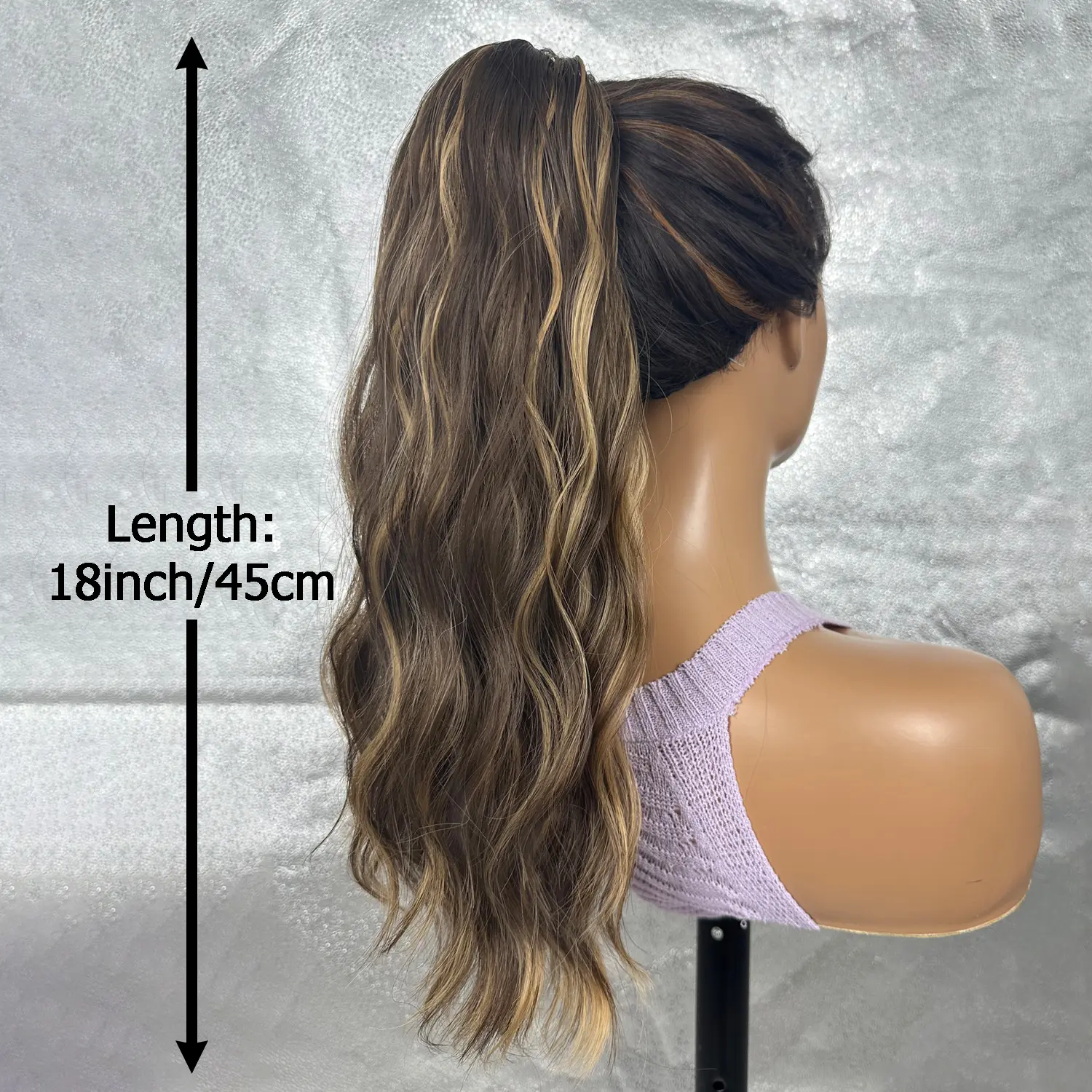 AZQUEEN Synthetic 18 Inch Drawstring Ponytail Hair Extensions for Women Long Wavy Pony Tail Hairpiece for Women Daily Use Party