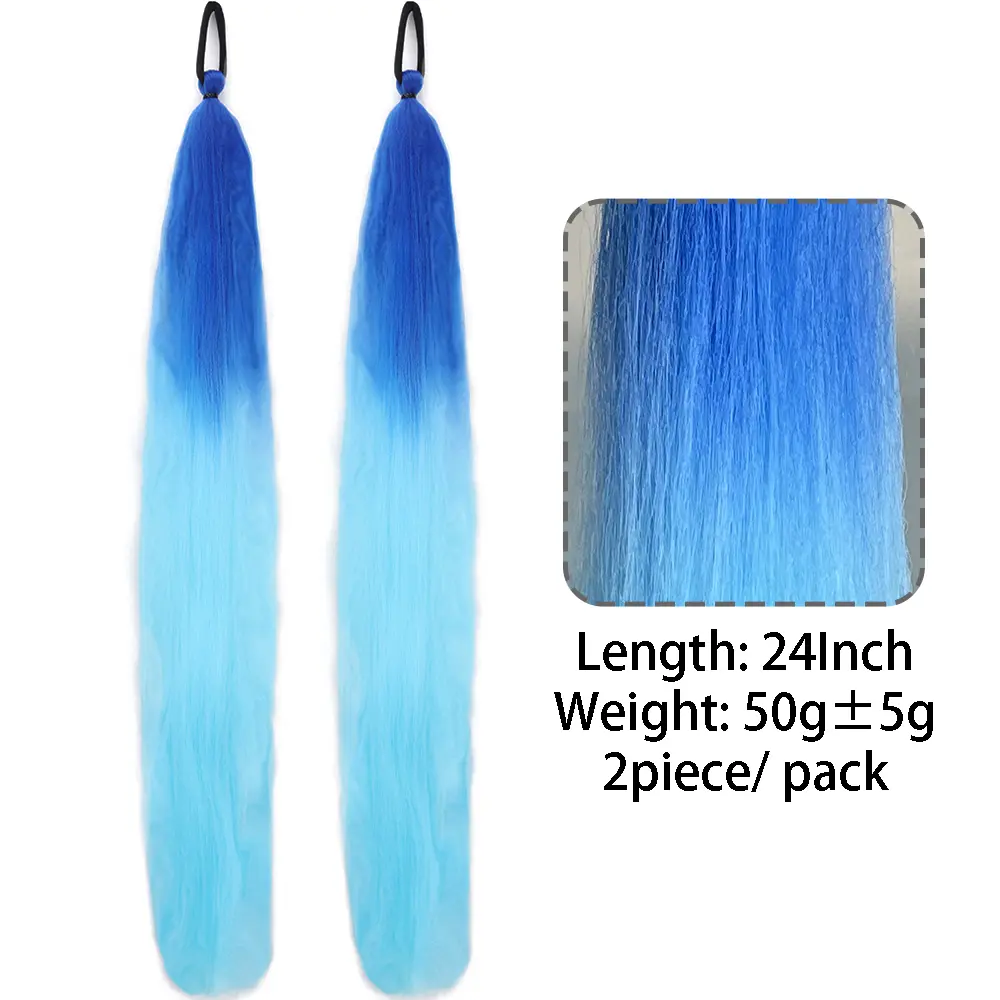 Synthetic Straight Ponytail with Elastic Hair Tie Buy 1 Get 1 Colorful Braiding Hair Ponytail Hair Extensions Hair Accessories