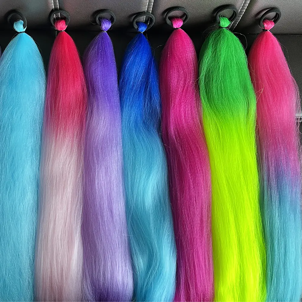 Synthetic Straight Ponytail with Elastic Hair Tie Buy 1 Get 1 Colorful Braiding Hair Ponytail Hair Extensions Hair Accessories