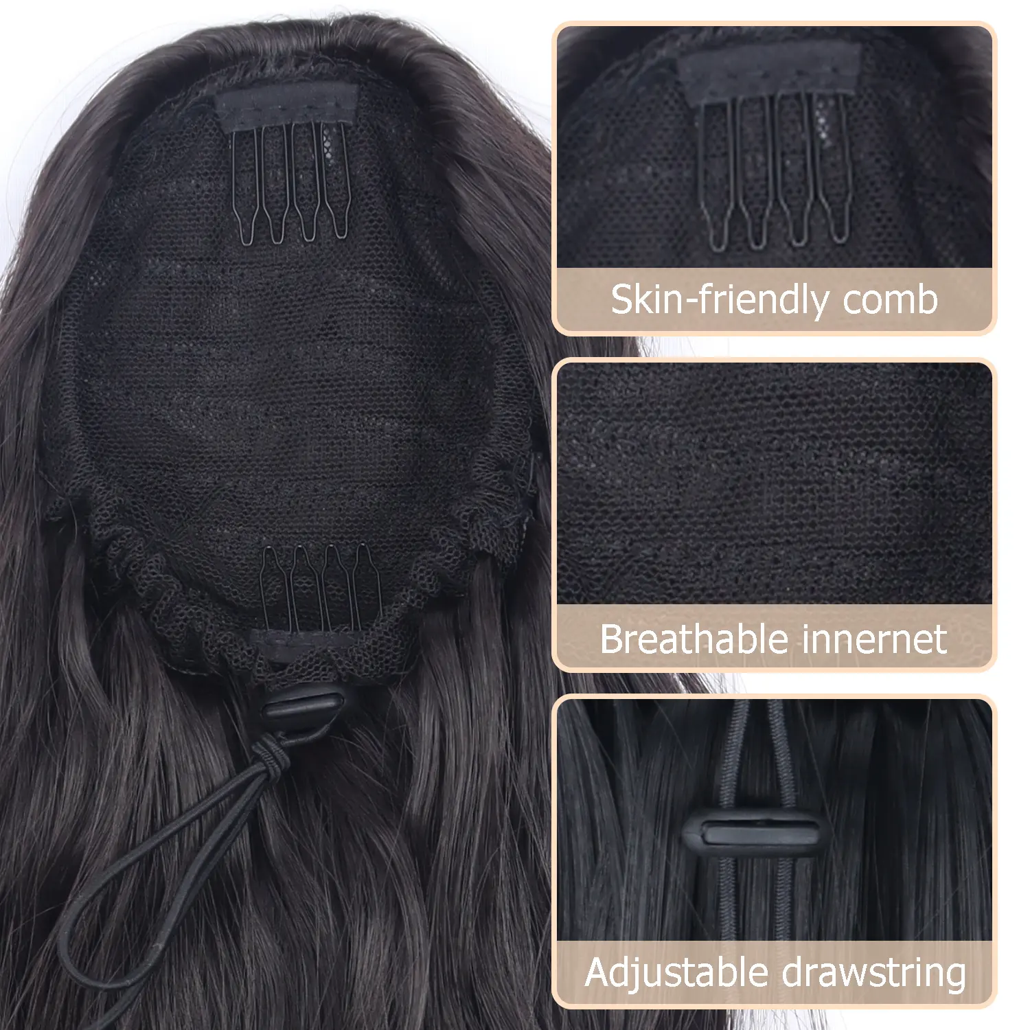 AZQUEEN Synthetic 18 Inch Drawstring Ponytail Hair Extensions for Women Long Wavy Pony Tail Hairpiece for Women Daily Use Party