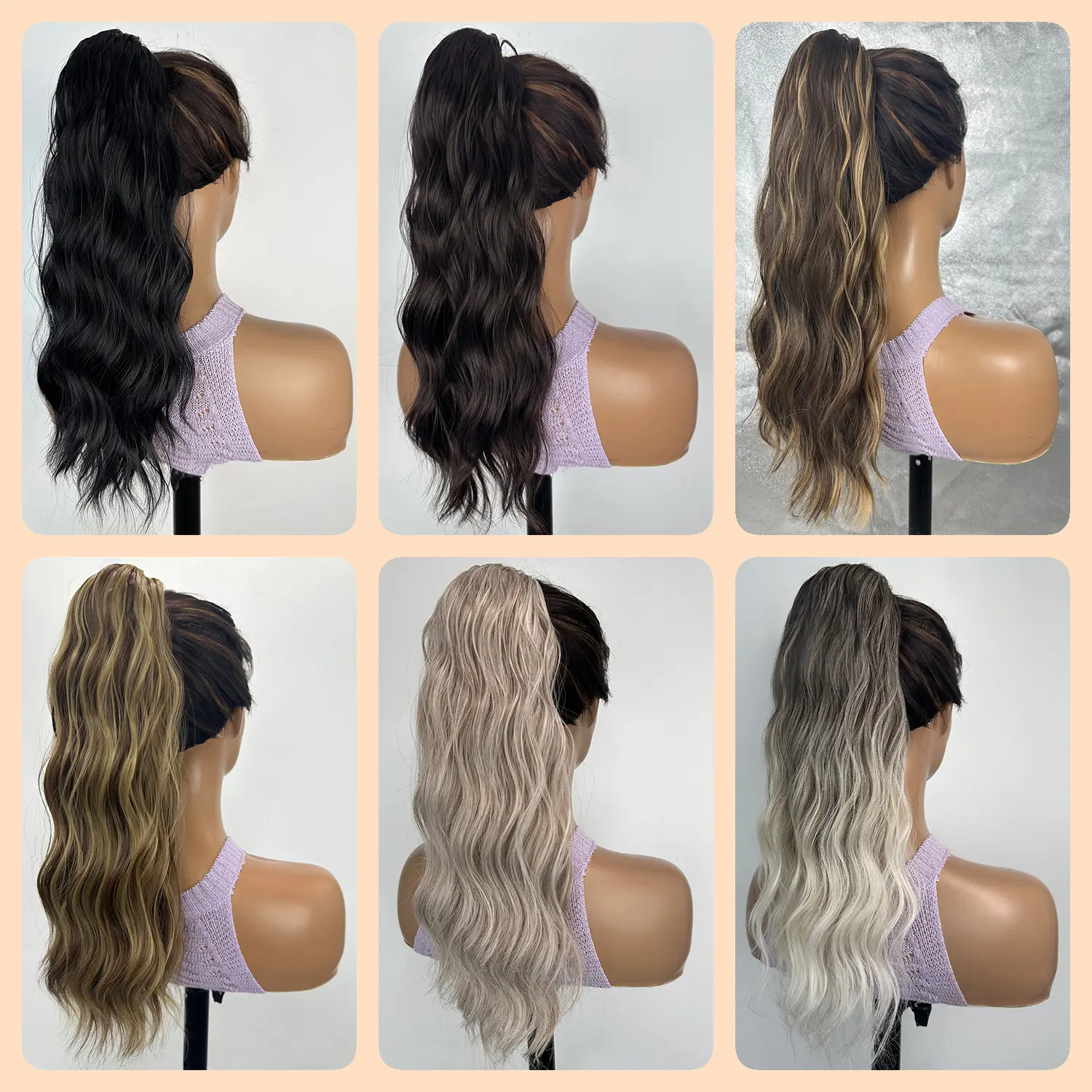 AZQUEEN Synthetic 18 Inch Drawstring Ponytail Hair Extensions for Women Long Wavy Pony Tail Hairpiece for Women Daily Use Party