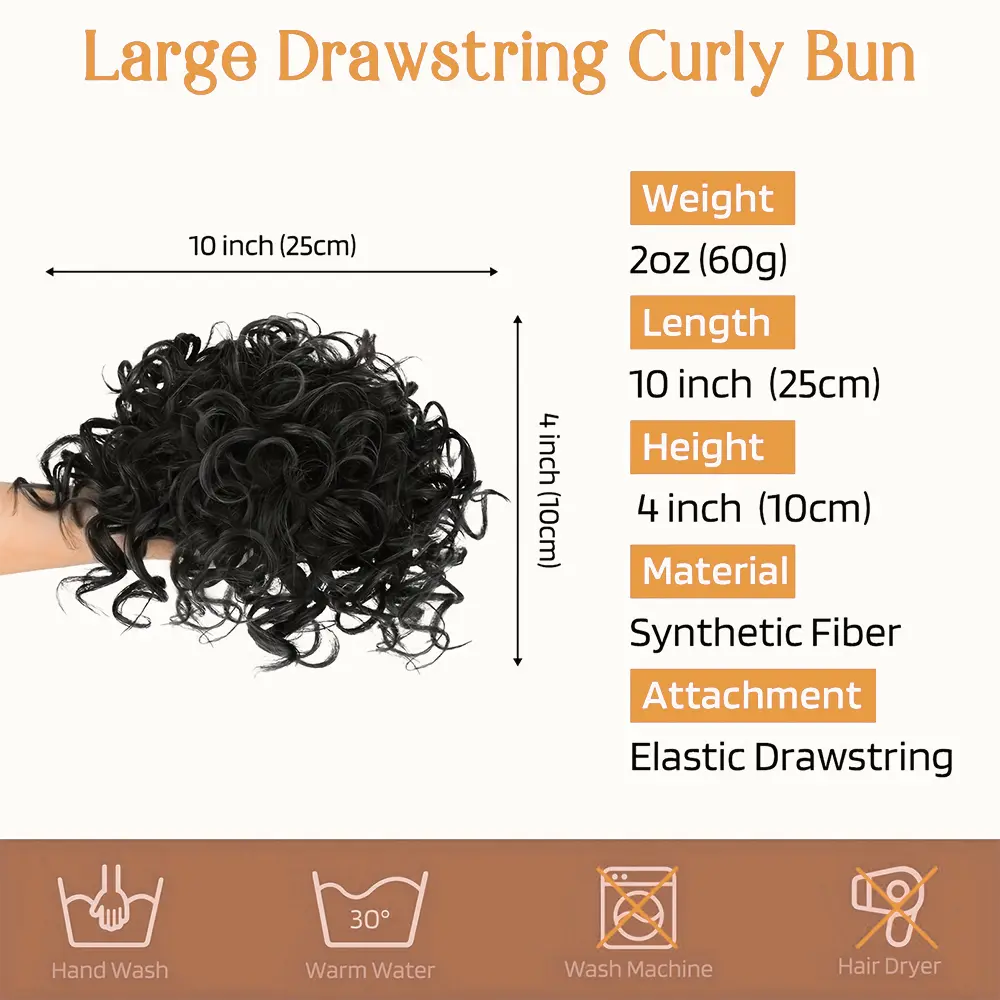 Synthetic Elastic Drawstring Loose Curly Hair Bun Hair Pieces For Women Messy Chignon Curly Hair Extension Increase Hair Volume