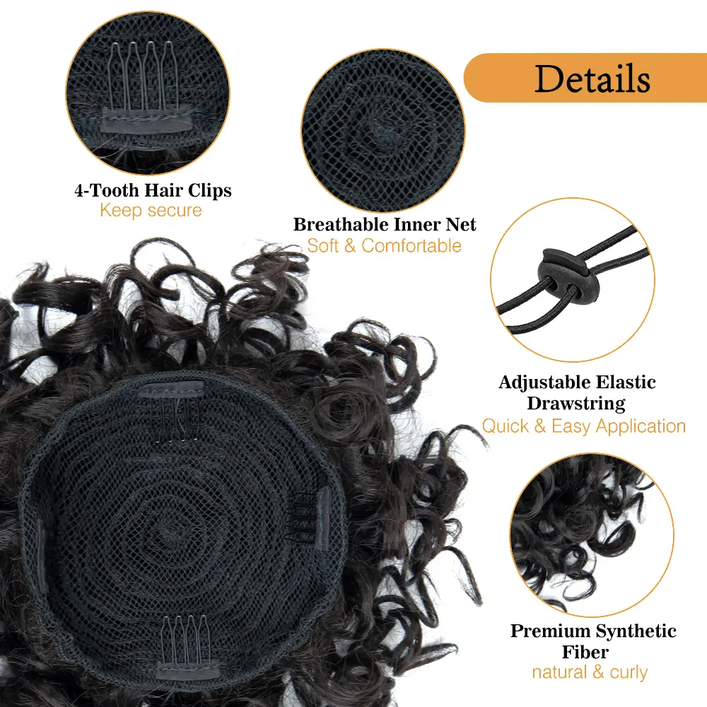 Synthetic Elastic Drawstring Loose Curly Hair Bun Hair Pieces For Women Messy Chignon Curly Hair Extension Increase Hair Volume