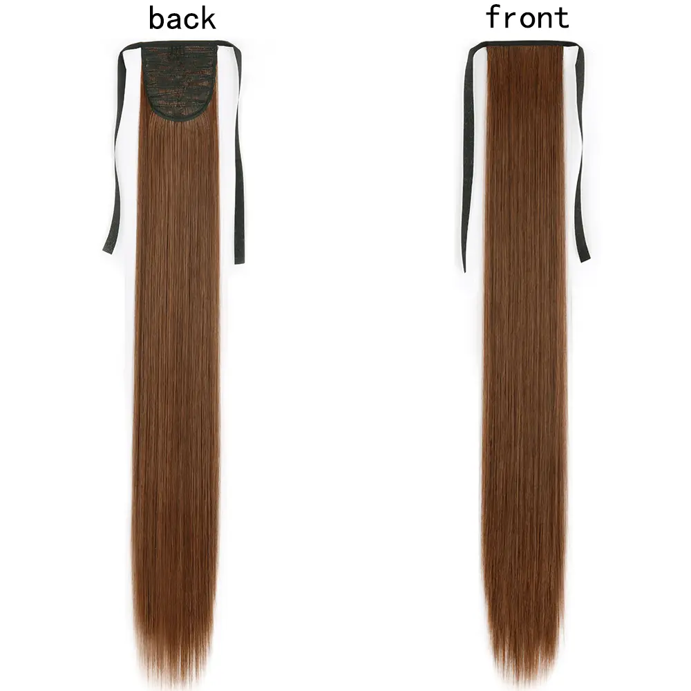 AZQUEEN Synthetic Long Straight Bow Tie Ponytail Clip In Hair Extension 85CM Black Brown Horsetail Hairpiece For Women