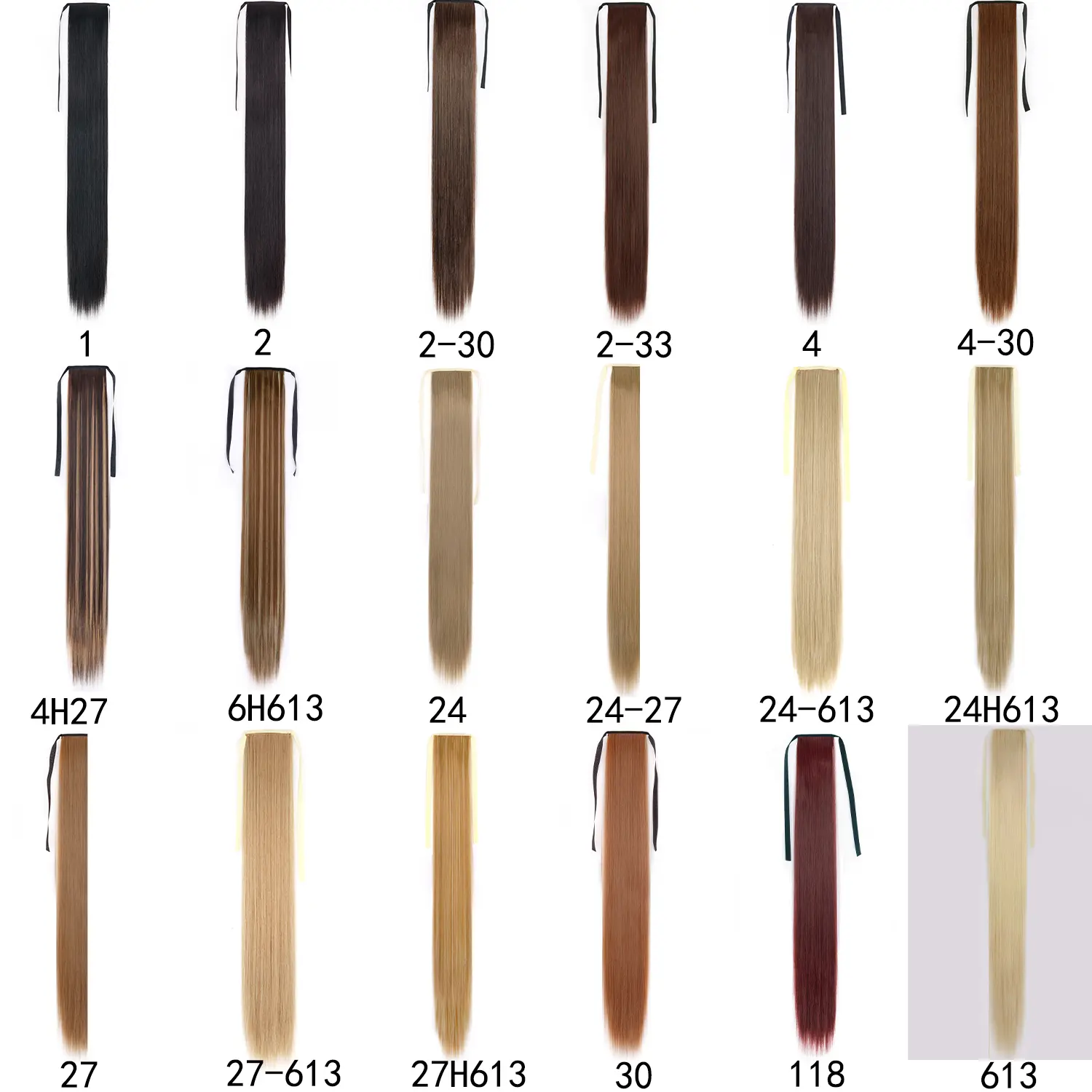 AZQUEEN Synthetic Long Straight Bow Tie Ponytail Clip In Hair Extension 85CM Black Brown Horsetail Hairpiece For Women