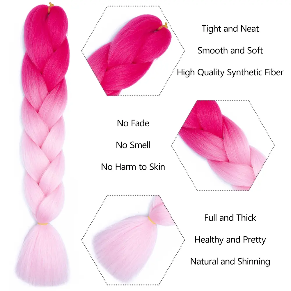 Synthetic Colored Jumbo Braiding Hair Braids Extensions Wholesale Fake Hair Box Twist Pre Stretched Synthetic Hair Crochet Braid