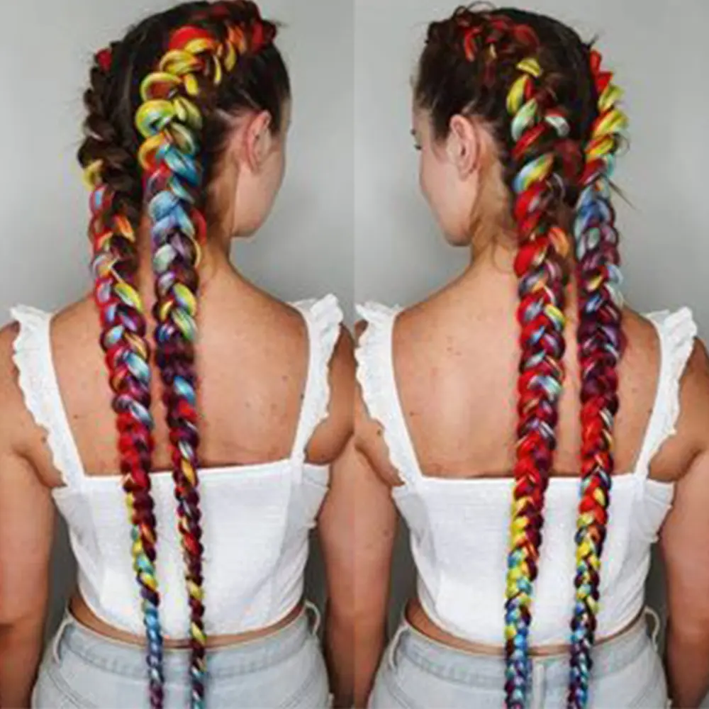Synthetic Colored Jumbo Braiding Hair Braids Extensions Wholesale Fake Hair Box Twist Pre Stretched Synthetic Hair Crochet Braid