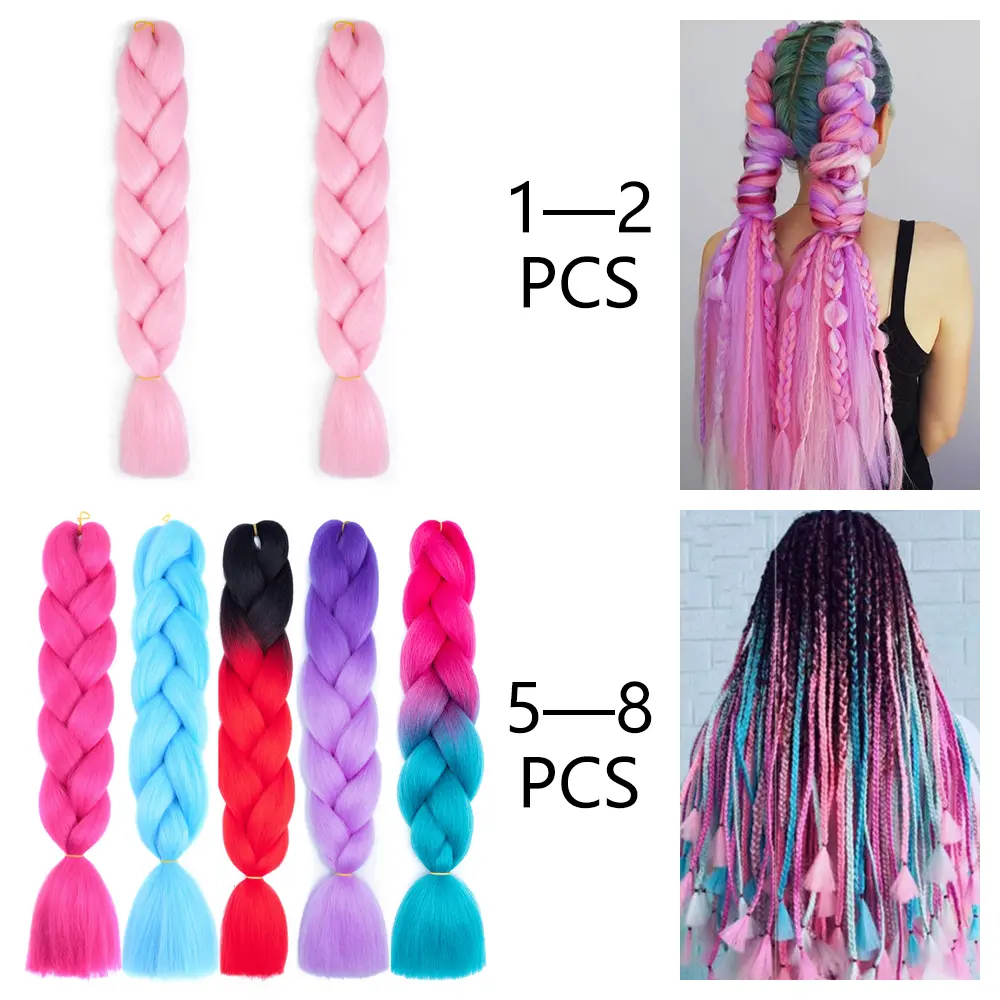 Synthetic Colored Jumbo Braiding Hair Braids Extensions Wholesale Fake Hair Box Twist Pre Stretched Synthetic Hair Crochet Braid