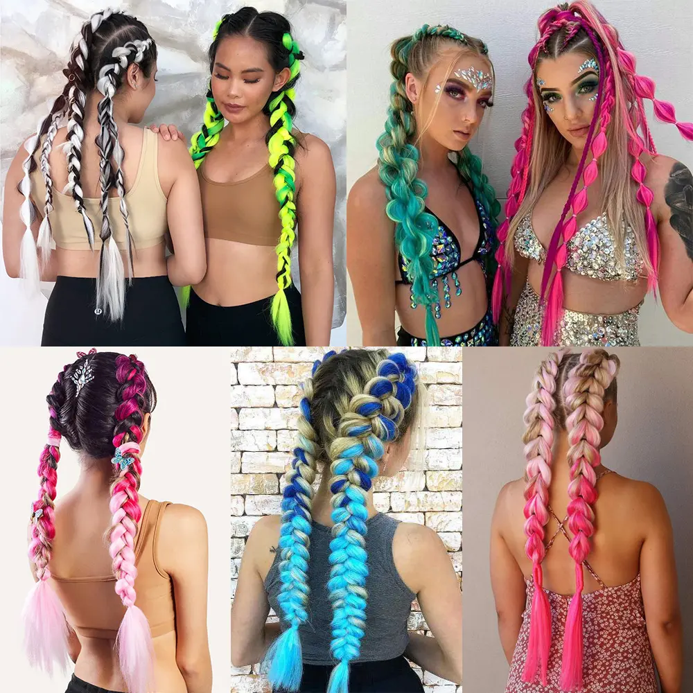 Synthetic Colored Jumbo Braiding Hair Braids Extensions Wholesale Fake Hair Box Twist Pre Stretched Synthetic Hair Crochet Braid