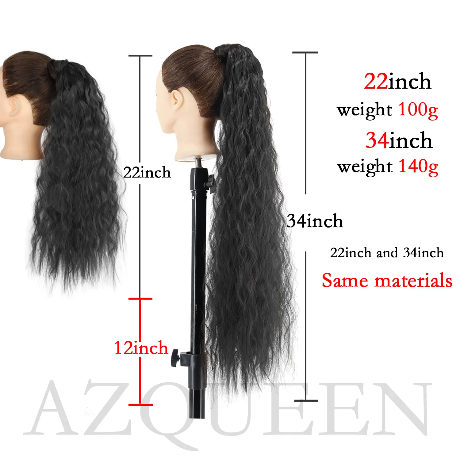 AZQUEEN Synthetic Corn Wavy Long Ponytail  Hairpiece Wrap on Clip Hair Extensions Ombre Brown Pony Tail Blonde Fack Hair