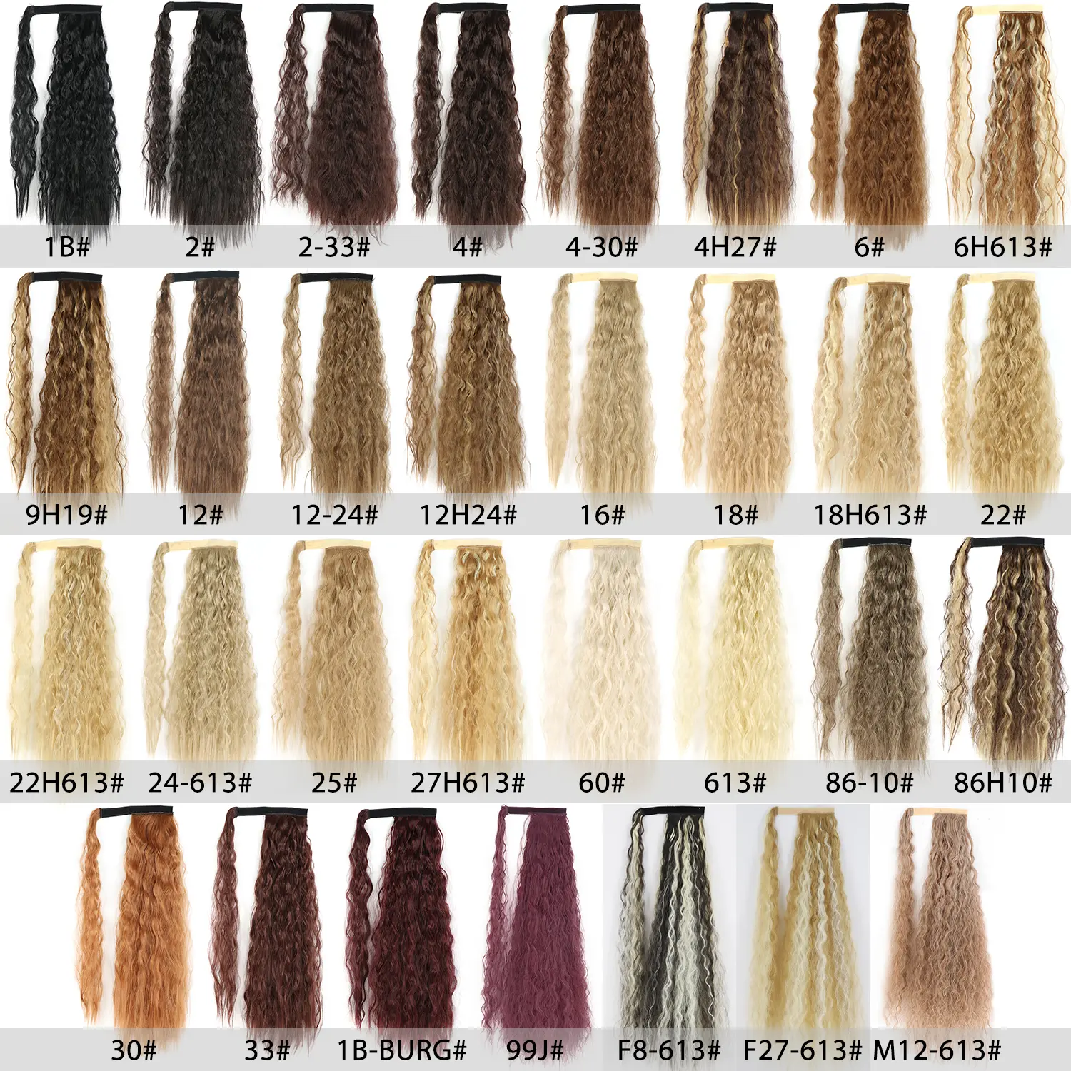 AZQUEEN Synthetic Corn Wavy Long Ponytail  Hairpiece Wrap on Clip Hair Extensions Ombre Brown Pony Tail Blonde Fack Hair