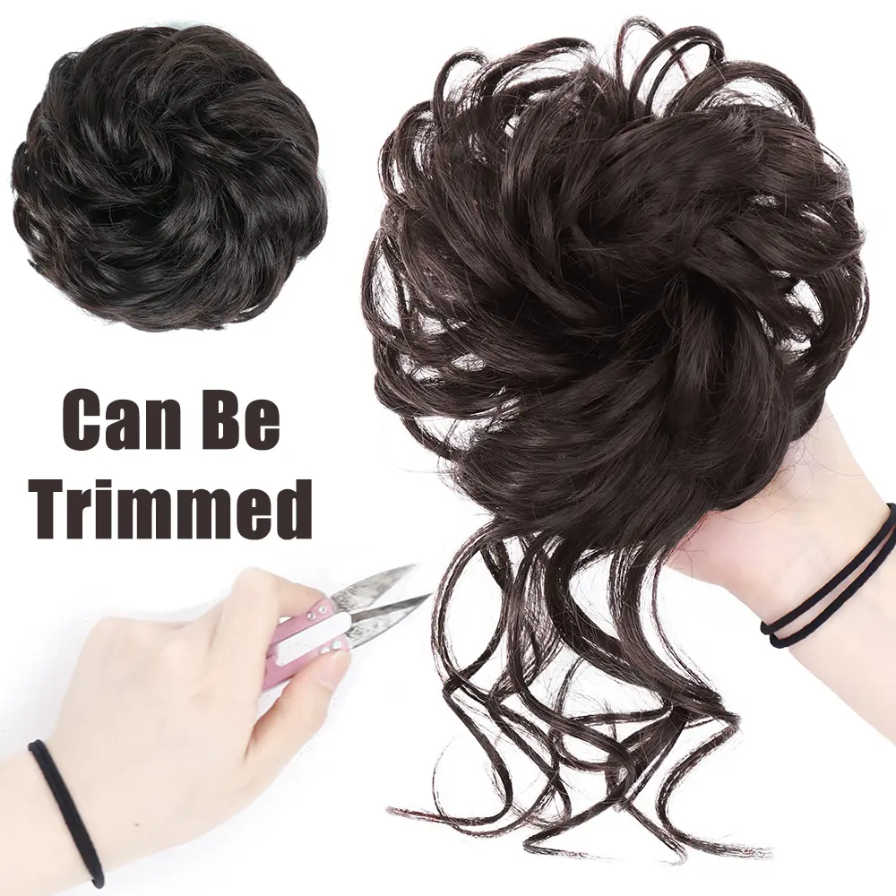 AZQUEEN Synthetic Hair Bun Wig For Women Elastic Rubber Band Hair Extentions Chignon Heat Resistant Bun Black Brown Scrunchies