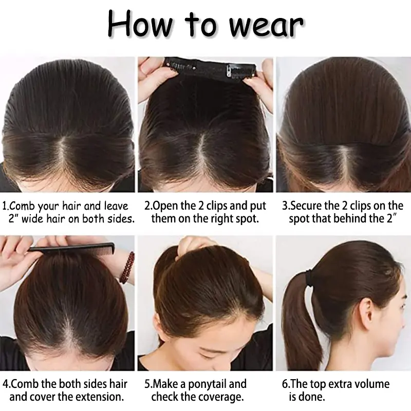 AZQUEEN Invisible Seamless Synthetic Hair Pads Clip In One Piece Increase Hair volume Hair Extensions Top Side Cover Hairpiece