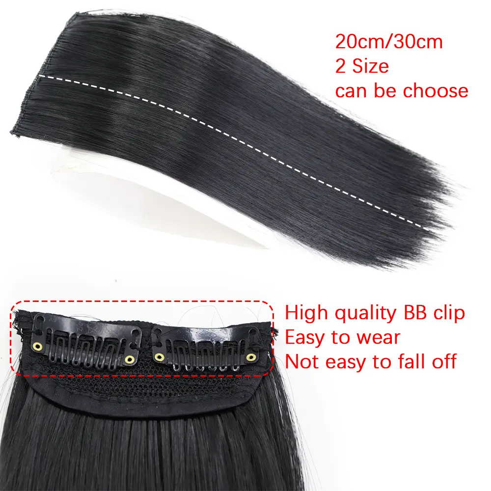 AZQUEEN Synthetic Invisible Seamless Straight 2 Clips Hair Pads Increase Hair Volume Hair Extension Top Side Cover Hairpiece