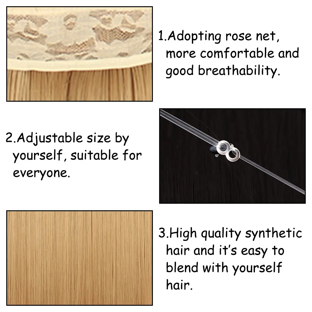 AZQUEEN Synthetic Long Straight No Clip Invisible Line Hair Extensions 40 55 80cm Natural Brown Blonde Fake Hairpiece For Women