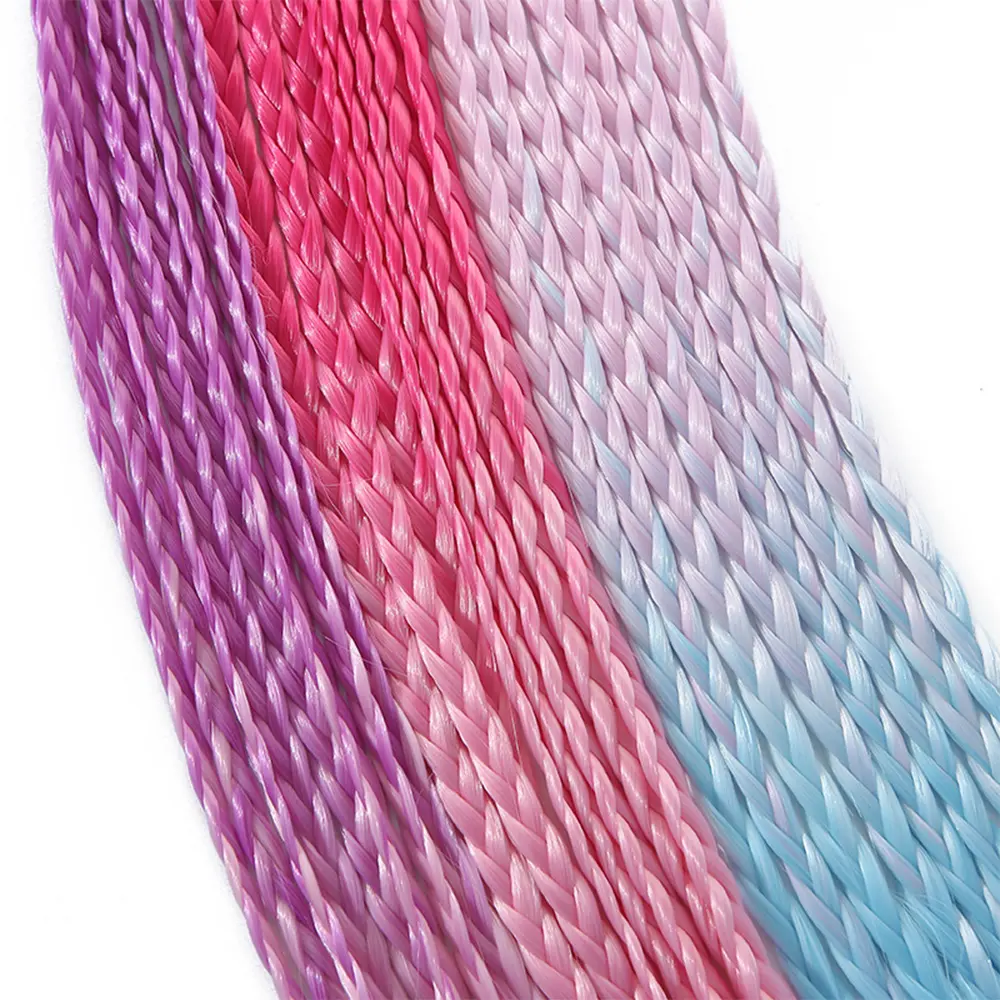 AZQUEEN Synthetic Colored Long Braided Ponytail Extensions With Elastic Band Rainbow Braid Pony Tail Hairpiece For Girl Kids