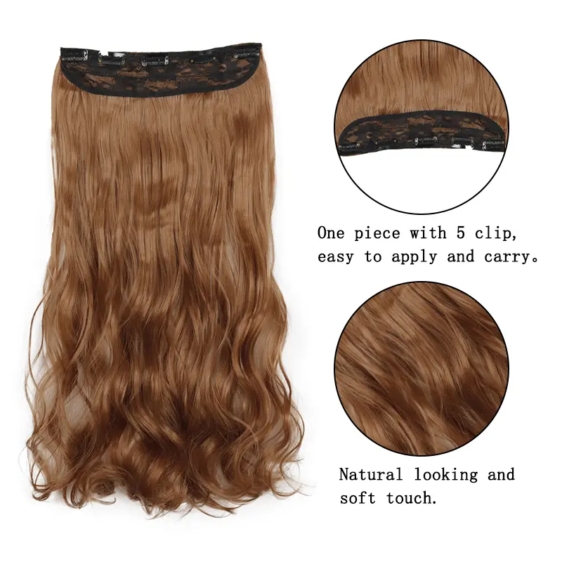AZQUEEN Synthetic Long Natural Wavy Clip In On Hair Extensions 22''32'' 5 Clip Heat Resistant Hairpieces For Women Daily Use