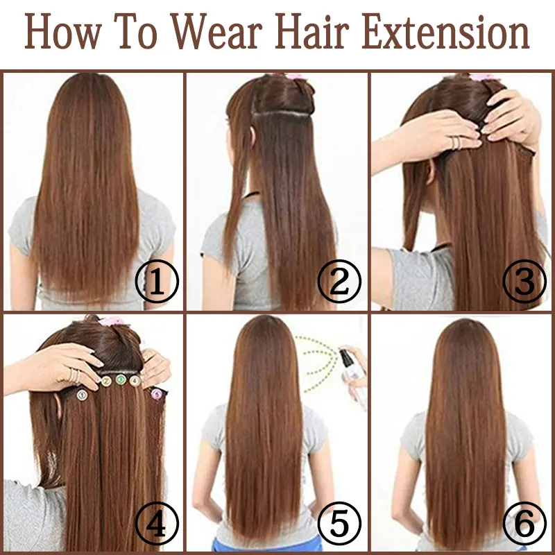 AZQUEEN Synthetic Long Natural Wavy Clip In On Hair Extensions 22''32'' 5 Clip Heat Resistant Hairpieces For Women Daily Use