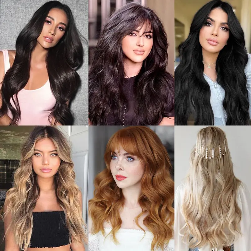AZQUEEN Synthetic Long Natural Wavy Clip In On Hair Extensions 22''32'' 5 Clip Heat Resistant Hairpieces For Women Daily Use