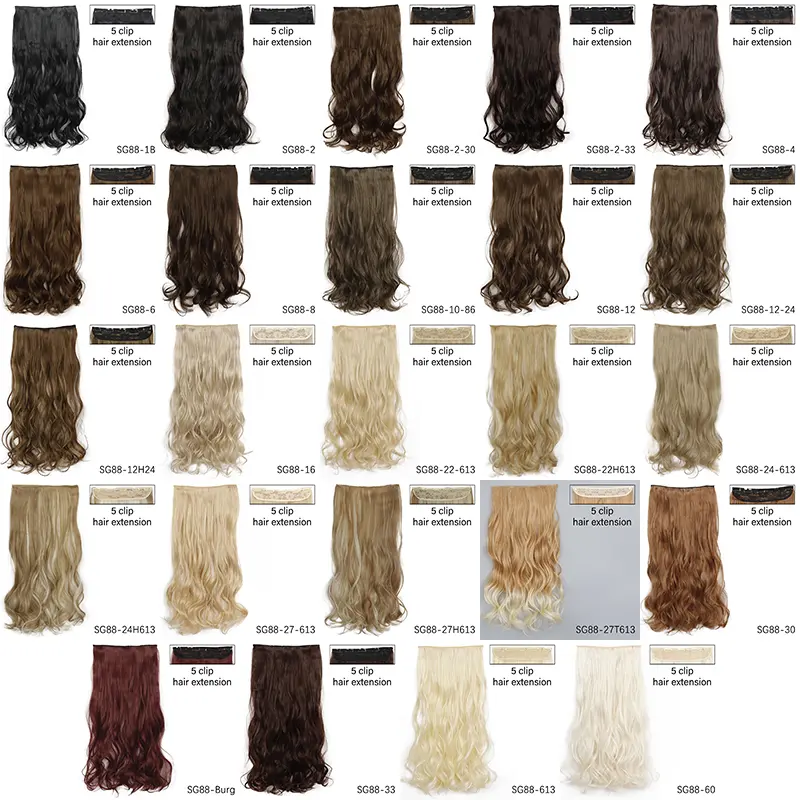 AZQUEEN Synthetic Long Natural Wavy Clip In On Hair Extensions 22''32'' 5 Clip Heat Resistant Hairpieces For Women Daily Use