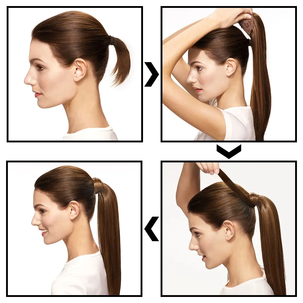 AZQUEEN Synthetic Long Curly Ponytail Natural Puff Wrap Around Clip In Ponytails Hair Extensions Black Brown Ponytail For Women