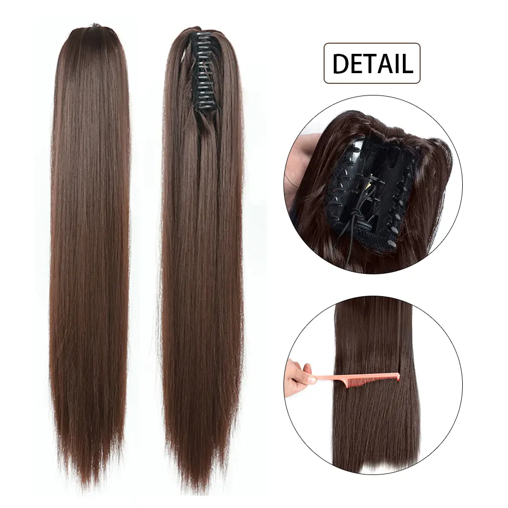 Azqueen Synthetic 22" Long Straight Hair Claw Ponytail False Hair on  Claw Clip Tail House  Ponytail Tail Hair