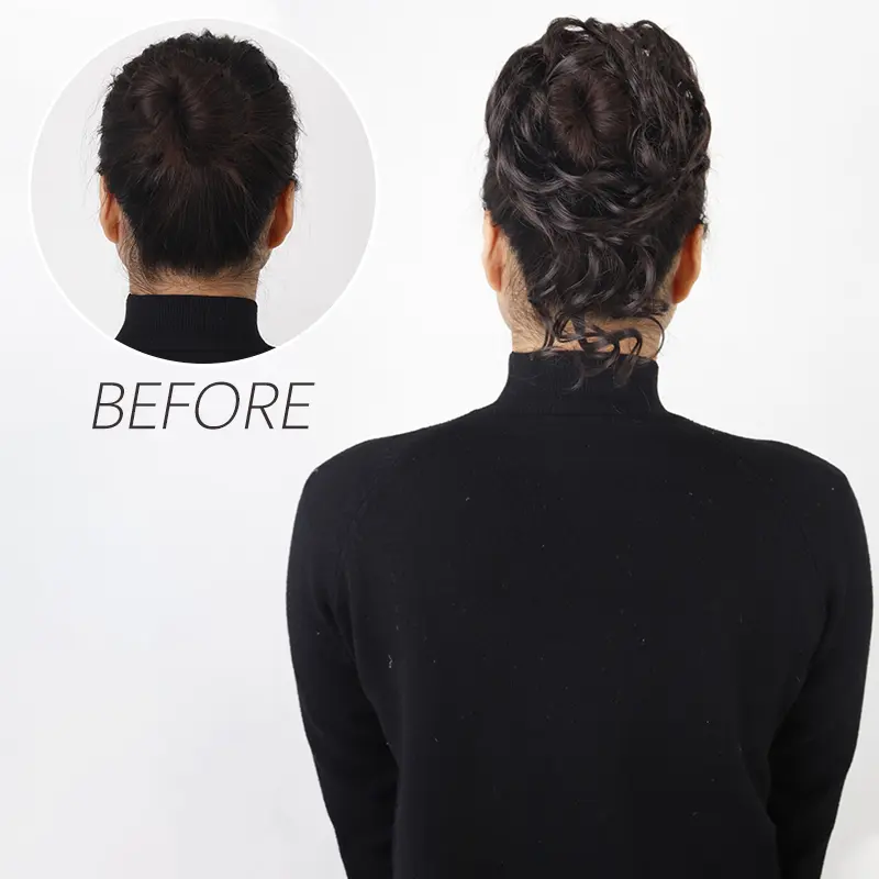 AZQUEEN Synthetic Hair Bun Chignon Natural Grey Messy Curly Hair Band Elastic Scrunchy False Hair Pieces For Women Hairpins