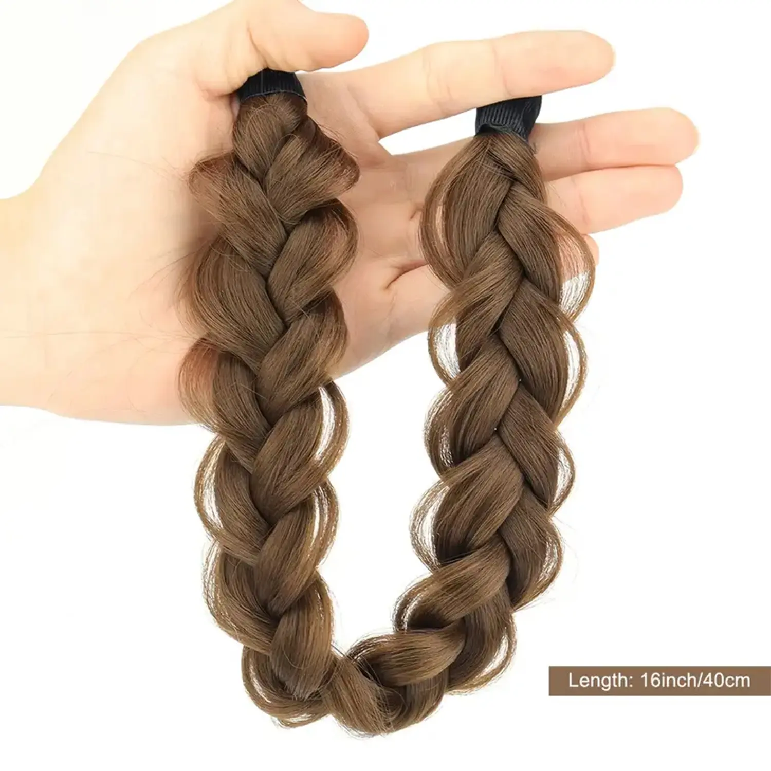 Synthetic 16 Inch Braided Headband Adjustable Elastic Band For Secure Fit Black Brown Hair Braided Headband For Women