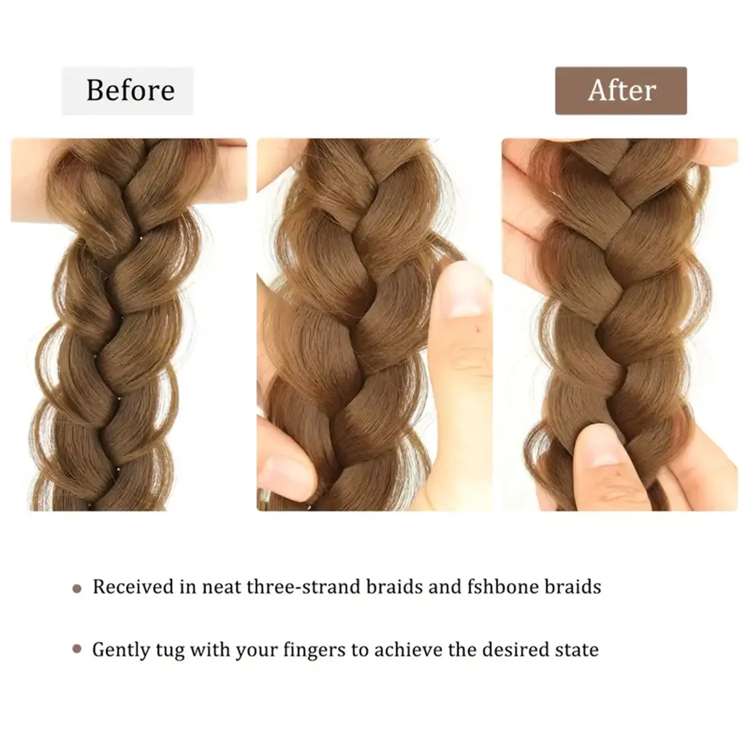 Synthetic 16 Inch Braided Headband Adjustable Elastic Band For Secure Fit Black Brown Hair Braided Headband For Women