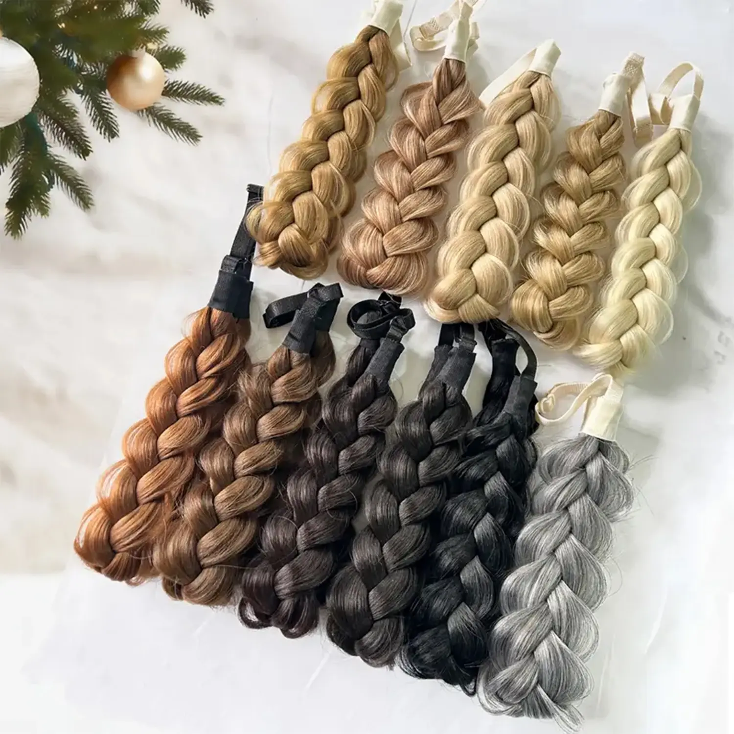 Synthetic 16 Inch Braided Headband Adjustable Elastic Band For Secure Fit Black Brown Hair Braided Headband For Women
