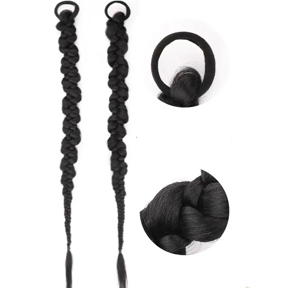 Long Twist Braid Ponytail With Elastic Band 2Pcs/Set Synthetic Braiding Ponytail Hair Extensions Twist Boxing Braid Dirty Braid