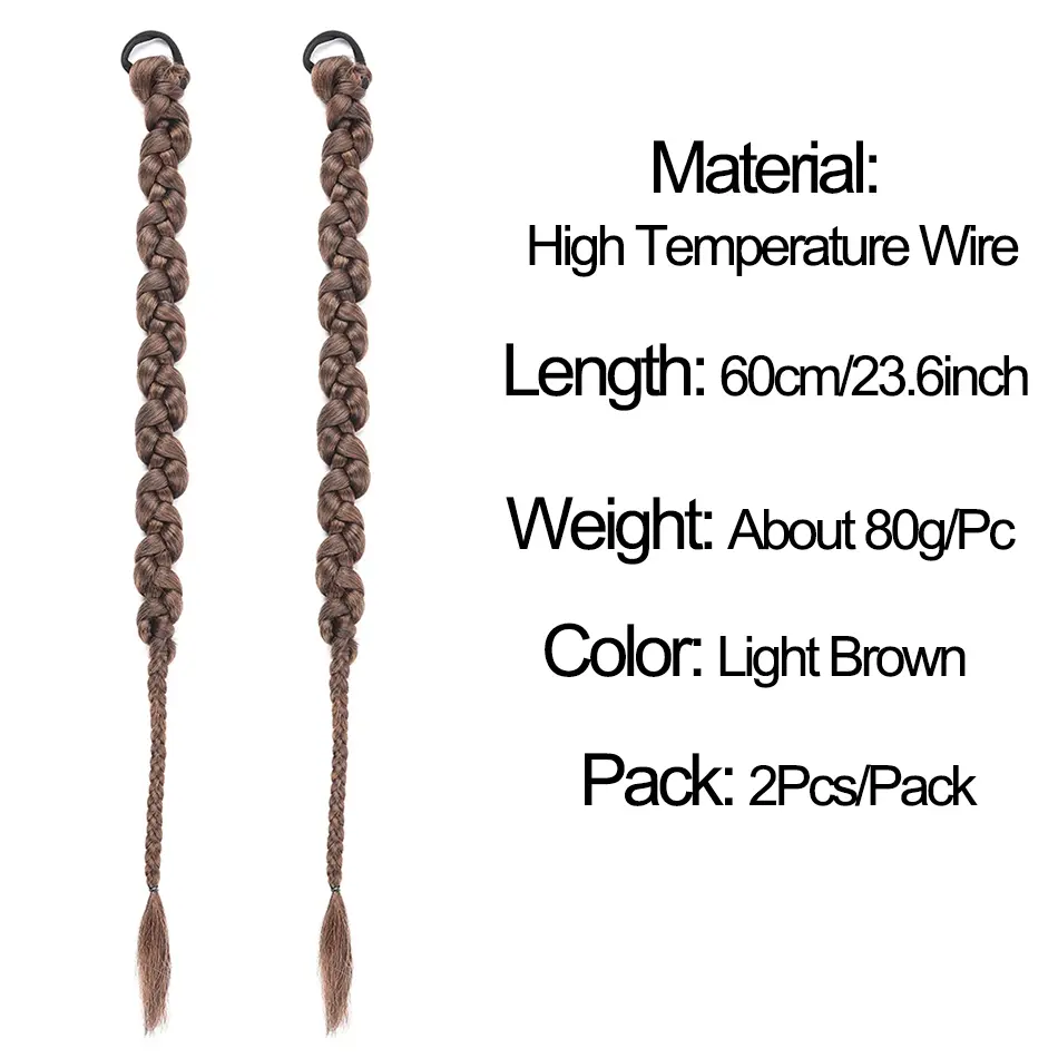 Long Twist Braid Ponytail With Elastic Band 2Pcs/Set Synthetic Braiding Ponytail Hair Extensions Twist Boxing Braid Dirty Braid