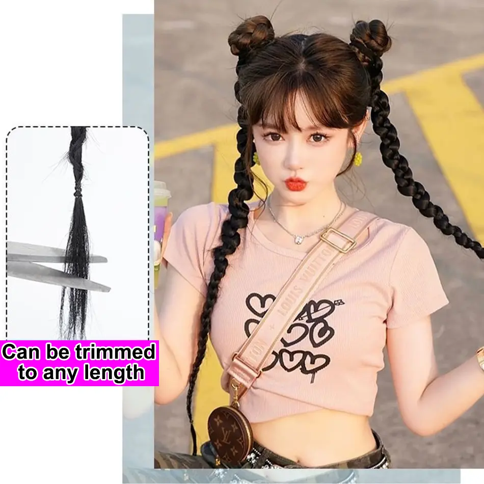 Long Twist Braid Ponytail With Elastic Band 2Pcs/Set Synthetic Braiding Ponytail Hair Extensions Twist Boxing Braid Dirty Braid