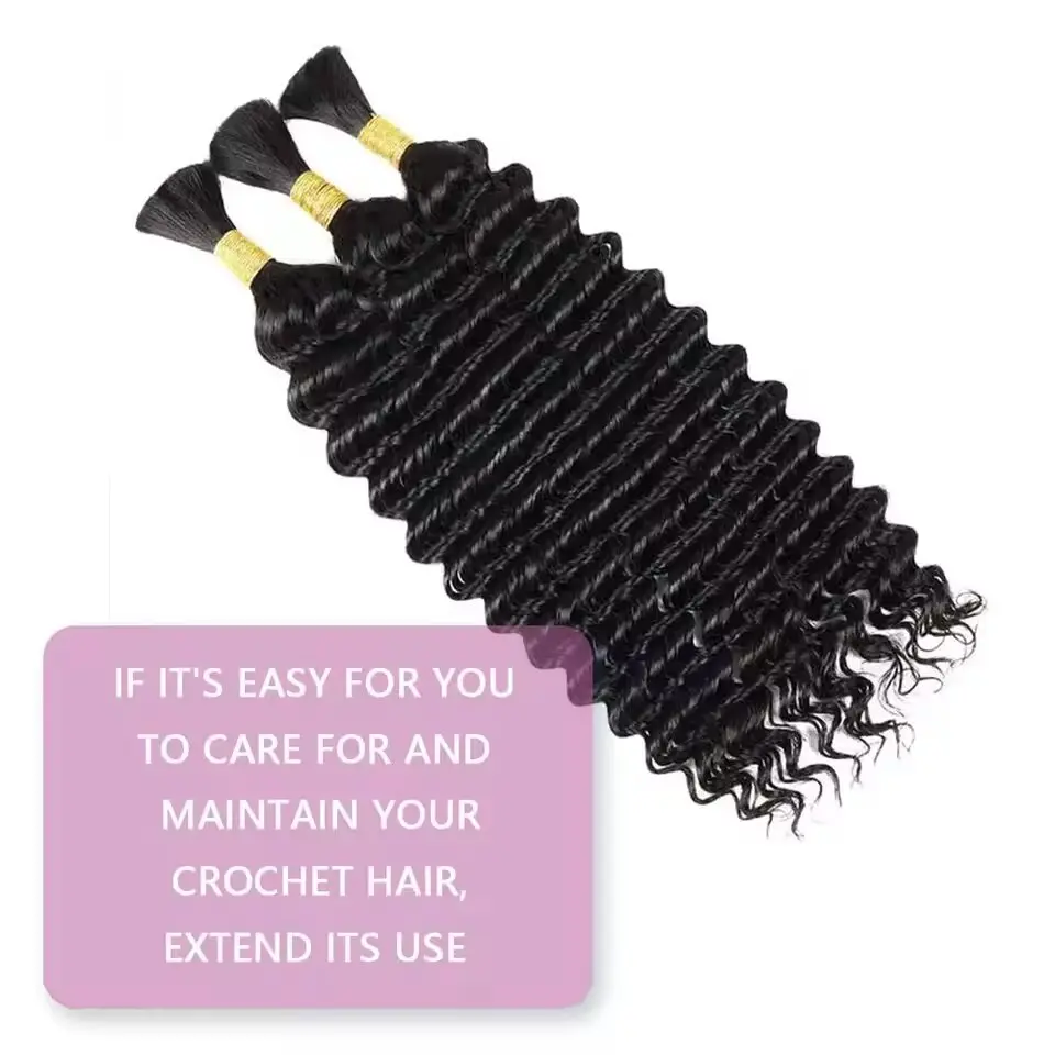 Synthetic 18" Deep Wave Bulk hair For Braiding 160g No Weft Deep Wave For Braiding Micro Faux Braiding Hair for Boho Braids Wet