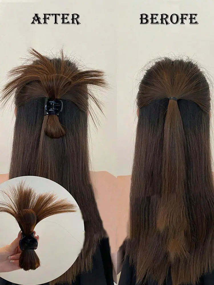 Extended Synthetic Claw Clip Ponytail Hair Extension Messy Updo Wig With Mini Claw Clips Bow Shaped Chignon Hair Accessories