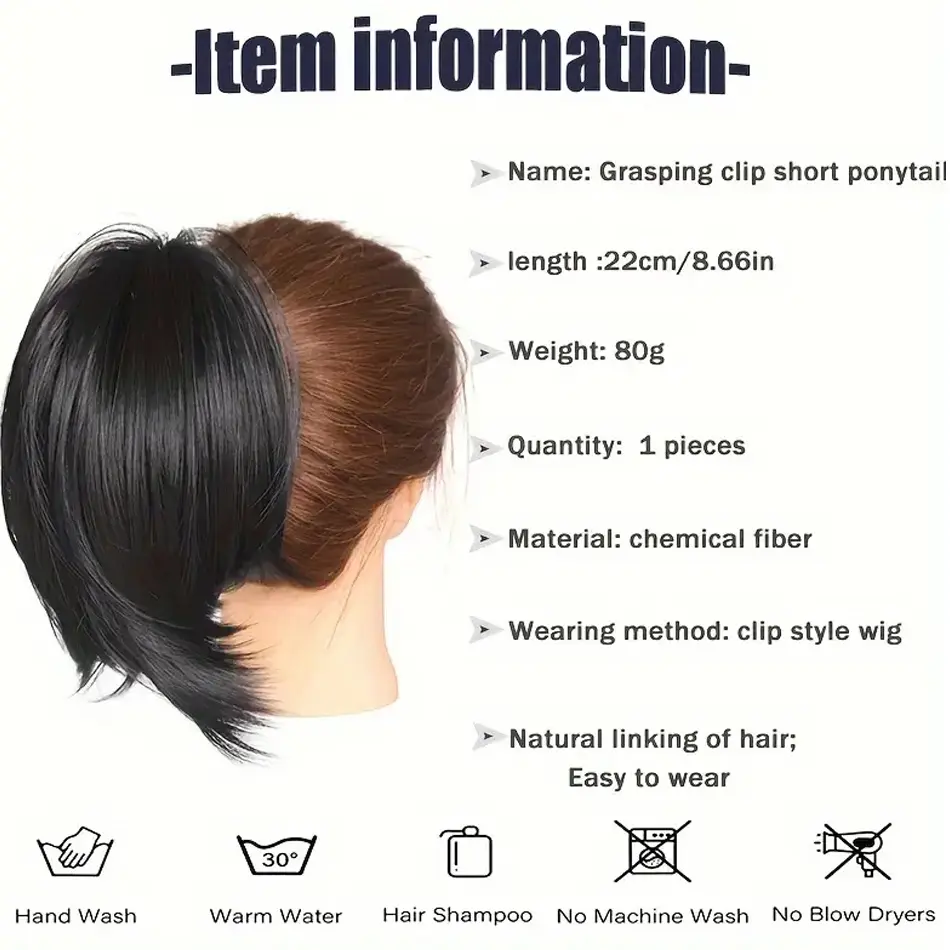 Black Short Claw Clip Synthetic Ponytail Hair Extensions Bendable Messy Bun Hair Piece Wavy Curly Synthetic Hairpieces For Lady