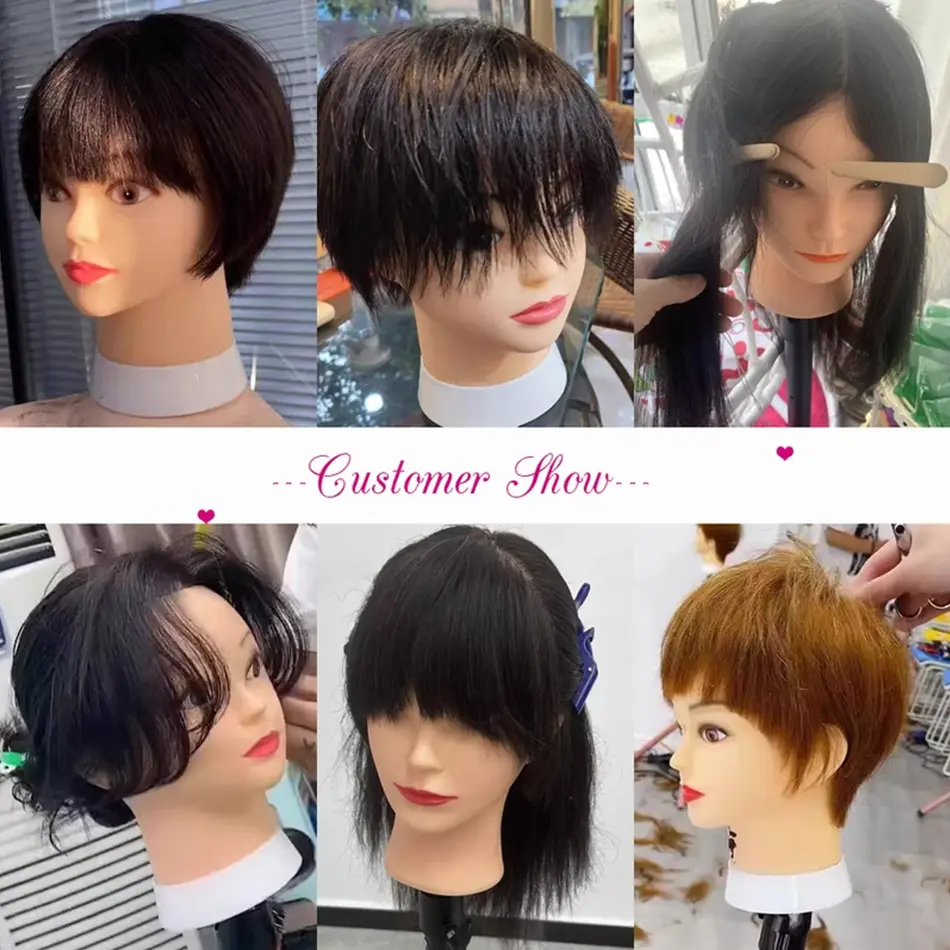 Real Hair Mannequin Head with 100% Human Hair Cosmetology Training Head With Stand for Hairdresser Dyeing Curling Straightening
