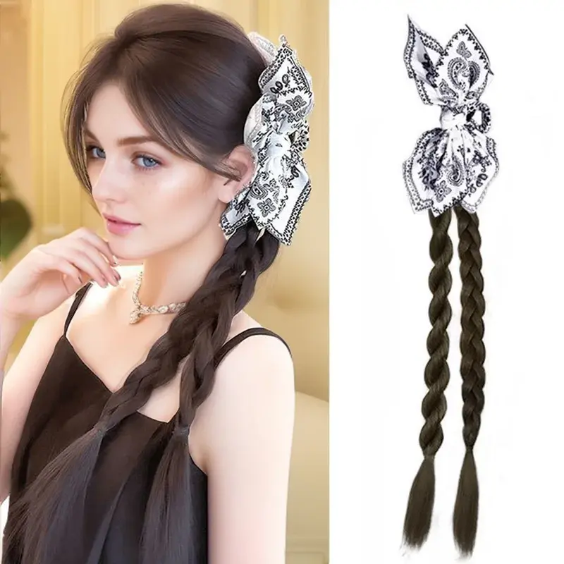 18Inch Synthetic Braided Ponytail Hairpiece Boho Chic Synthetic Twist Braids Ponytail Extension With Cashew Clip For All