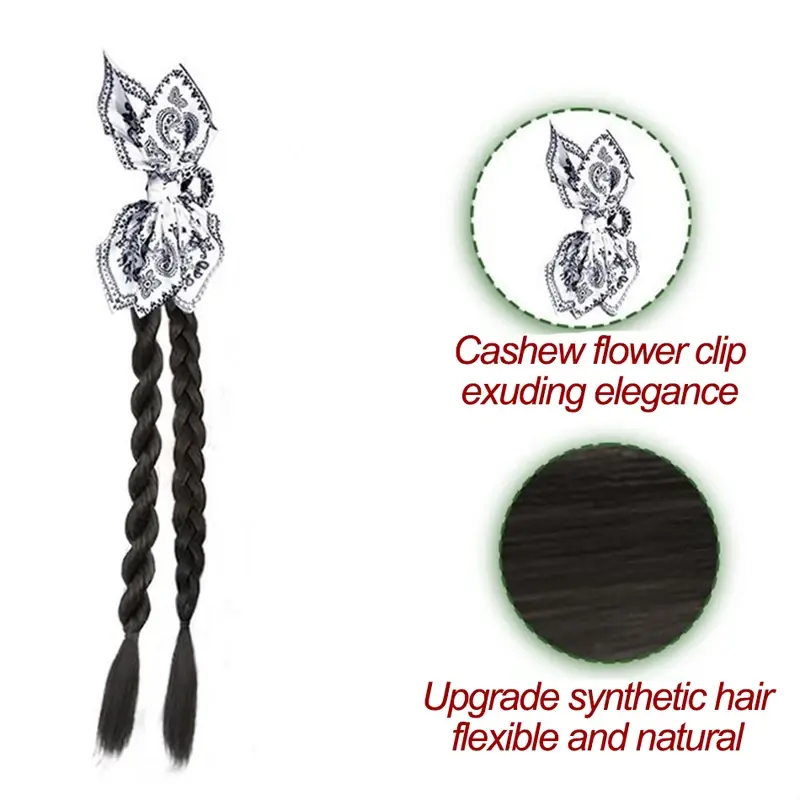 18Inch Synthetic Braided Ponytail Hairpiece Boho Chic Synthetic Twist Braids Ponytail Extension With Cashew Clip For All