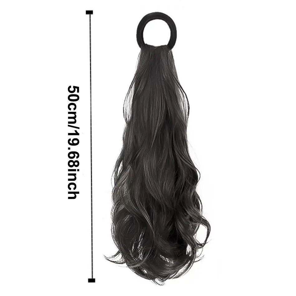 50cm Synthetic Wig Ponytail Hair Extension Long Curly Wavy Ponytail Hair With High Elasticity Rubber Band For Women Daily Use