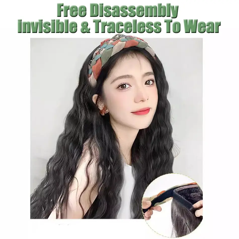 Long Curly Synthetic Hair Band Wig With Sen Series Hairband One Piece Water Wave Wig Hair Extension Fluffy Fashionable Hair Wig