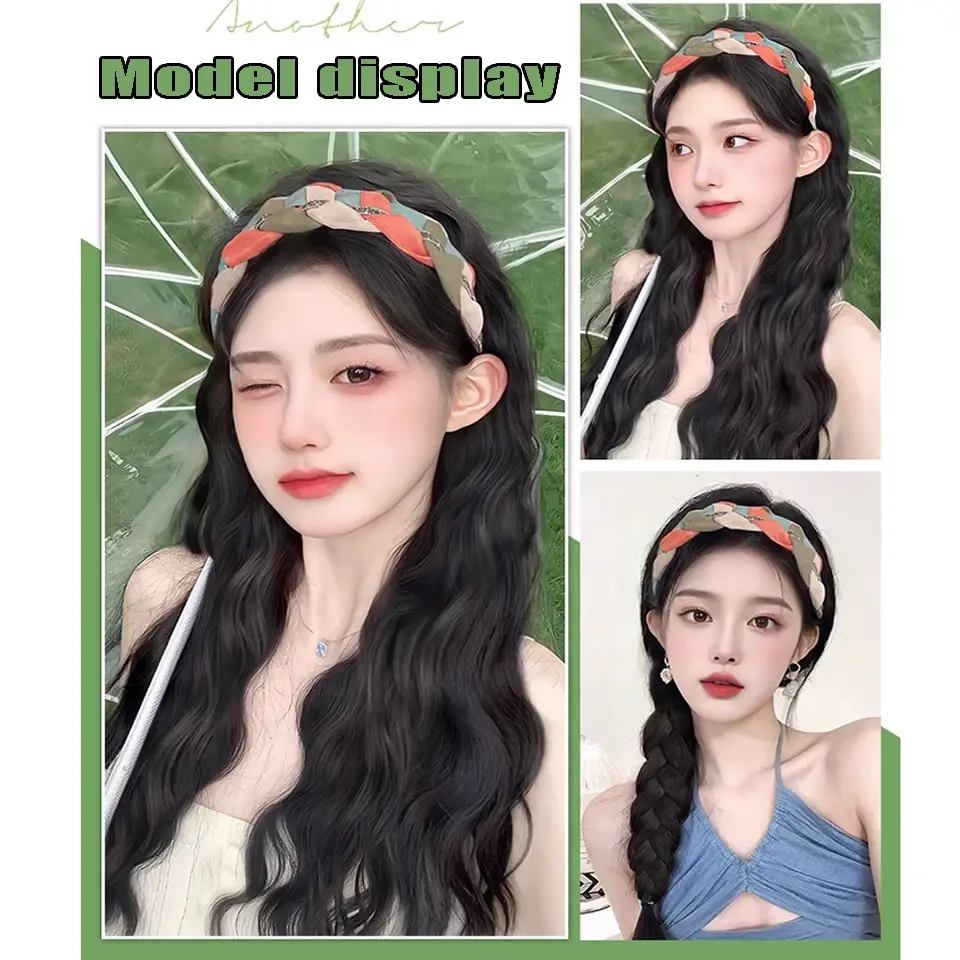 Long Curly Synthetic Hair Band Wig With Sen Series Hairband One Piece Water Wave Wig Hair Extension Fluffy Fashionable Hair Wig