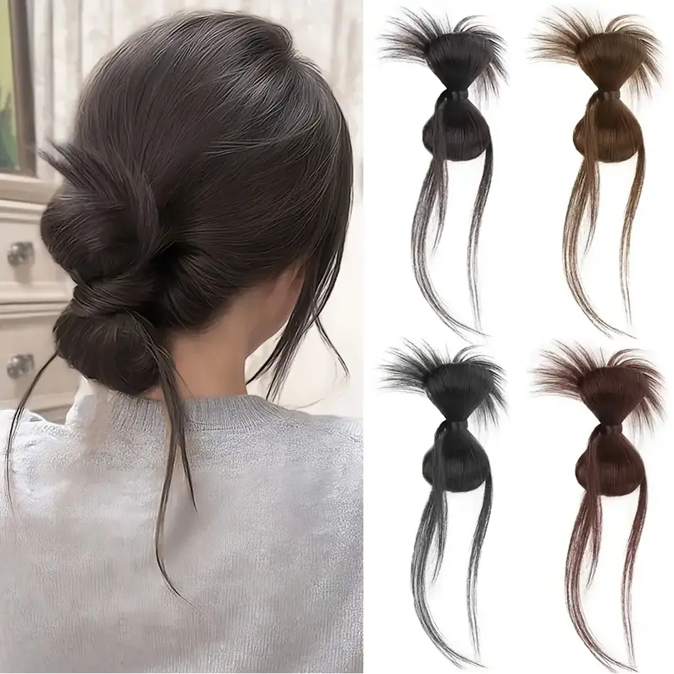 Elegant Synthetic Clamp Bowknot Hair Bun with Duckbill Clip Non-Slip Updo Hair Accessories for Women Wedding Party And Daily Use