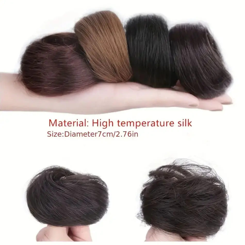 Easy Wear Synthetic Updo Wig Hair Elegant Straight Chignon Bun Hair With Rubber Band Heat Resistant Fiber Ponytail Hairpieces