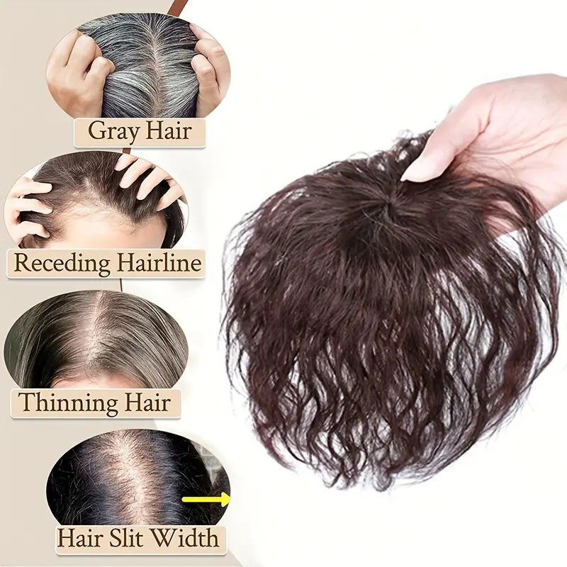 3D Bangs Invisible Short Curly Synthetic Topper Wigs Seamless Clip Ins Hair With 3 Clips Increase Hair Volume Cover White Hair