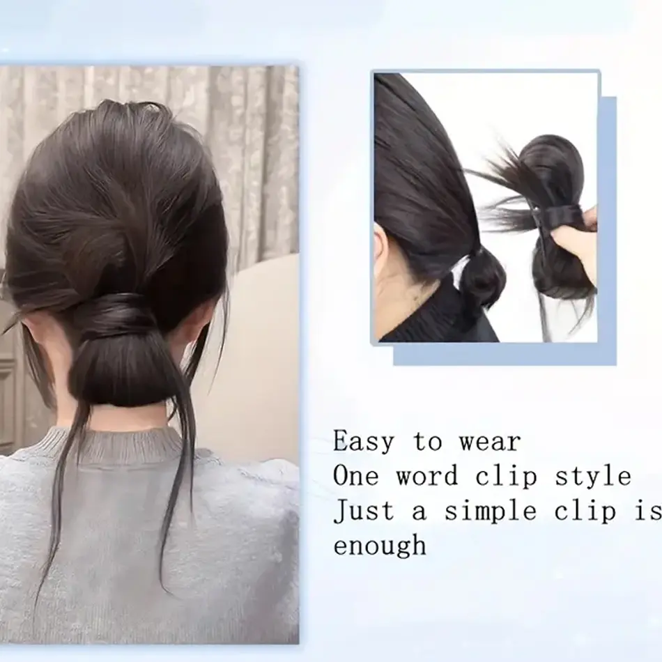 Elegant Synthetic Clamp Bowknot Hair Bun with Duckbill Clip Non-Slip Updo Hair Accessories for Women Wedding Party And Daily Use